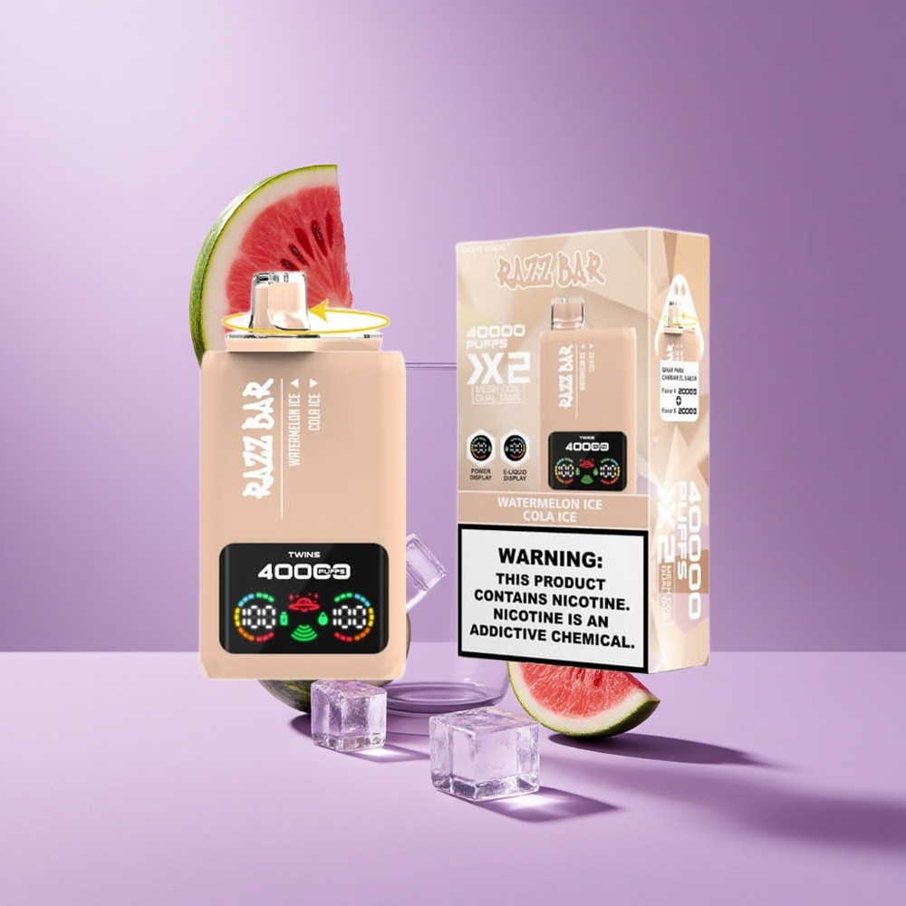 Razz Bar 40000 Puffs شاشة عرض الطاقة بطارية 650 مAh بنكهة البطيخ المثلج_كولا مثلجة