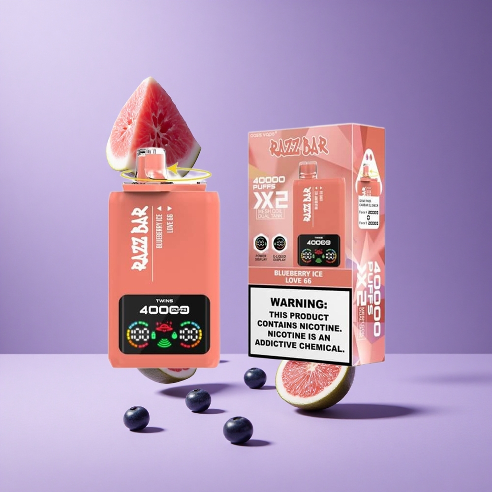 Razz Bar 40000 Puffs سيجارة إلكترونية للاستخدام مرة واحدة توت أزرق مثلج_الحب 66 شاشة عرض طاقة