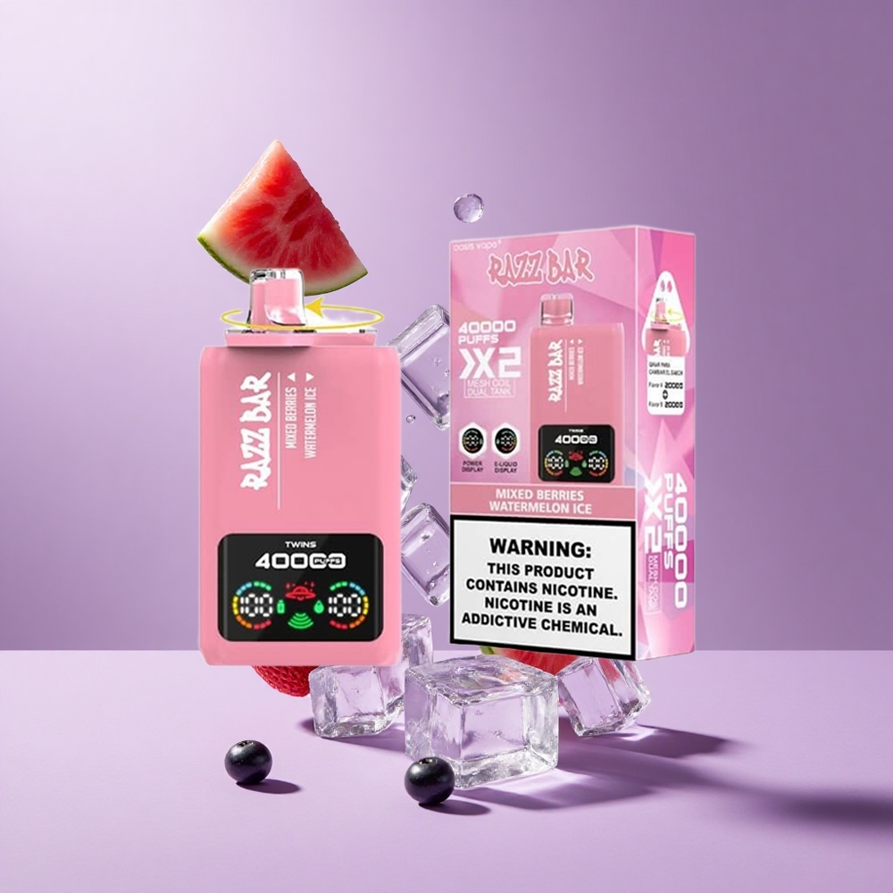 Razz Bar 40000 Puffs شاشة عرض الطاقة توت مشكل_بطيخ مثلج