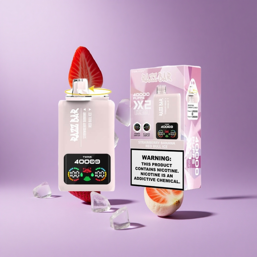 Razz Bar 40000 Puffs شاشة عرض الطاقة فراولة موز_ريد بول آيس