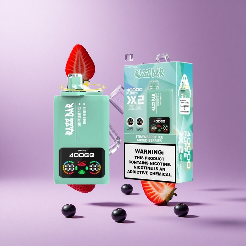 Razz Bar 40000 Puffs شاشة عرض الطاقة فراولة مثلج_توت مشكل