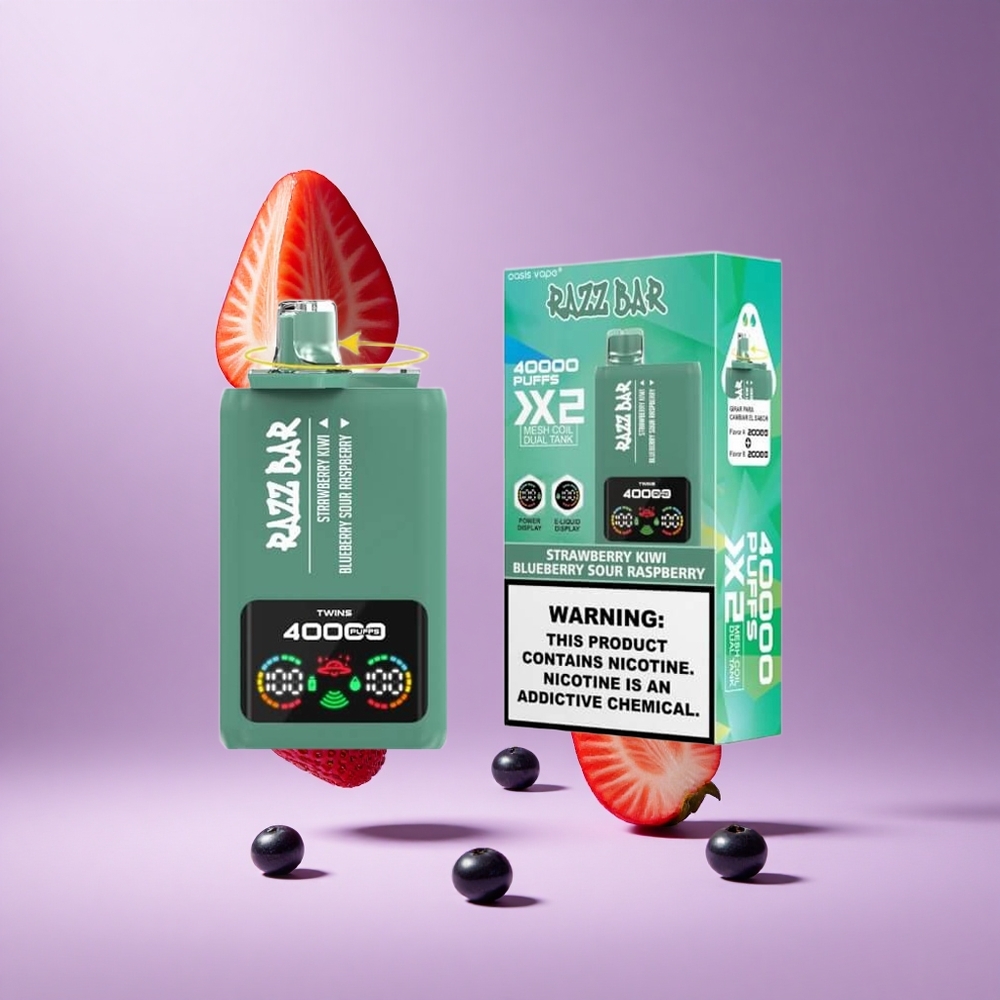Razz Bar 40000 Puffs شاشة عرض الطاقة فراولة كيوي_توت أزرق توت عُلّيق حامض