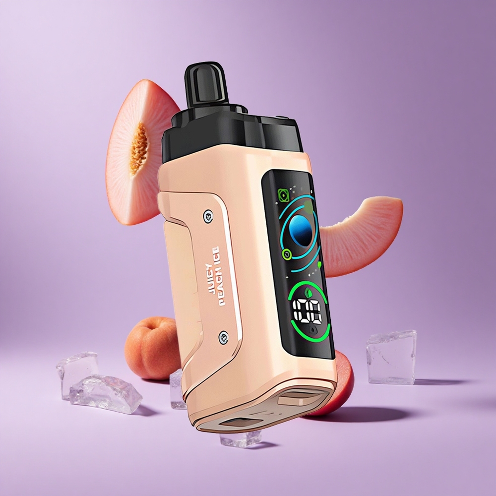 Razz Bar 45000 نفخة سيجارة إلكترونية قابلة للتخلص منها خوخ عصيري مثلج مع ملف شبكي 1.0 أوم