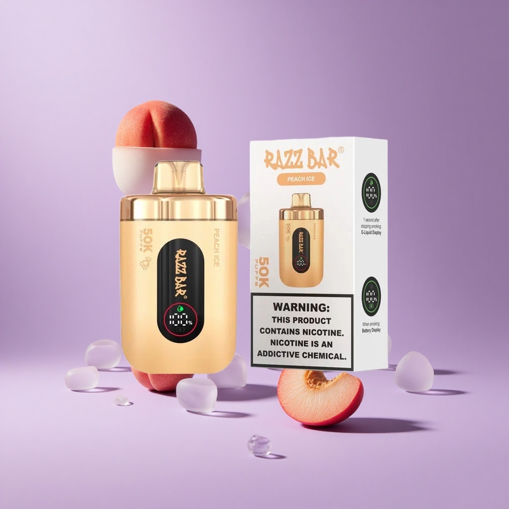 Razz Bar 50K Puffs بخوخ مثلج وشبكة 1.0 أوم