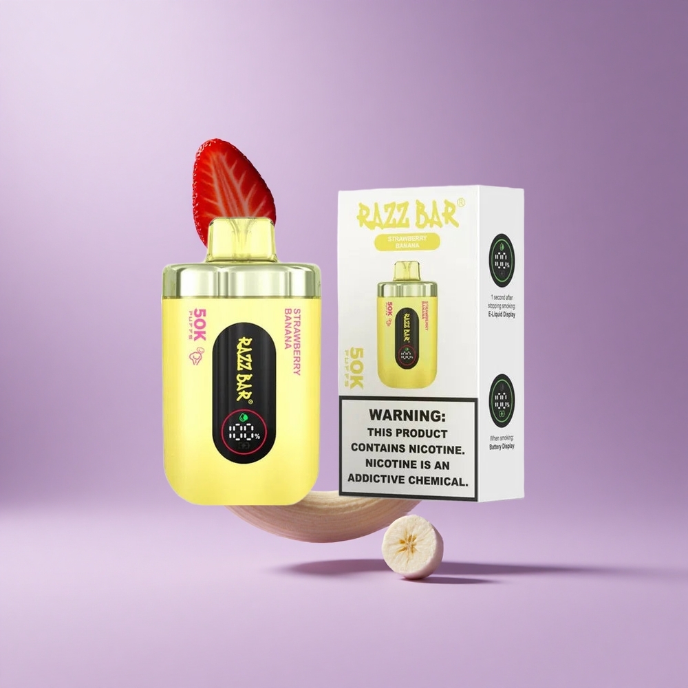 Razz Bar 50K Puffs فيب فراولة موز وشبكة 1.0 أوم