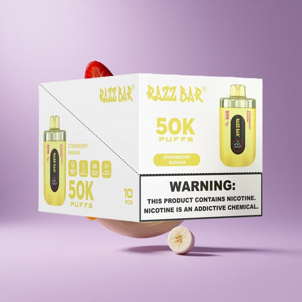 Razz Bar 50K Puffs فيب فراولة موز وشبكة 1.0 أوم
