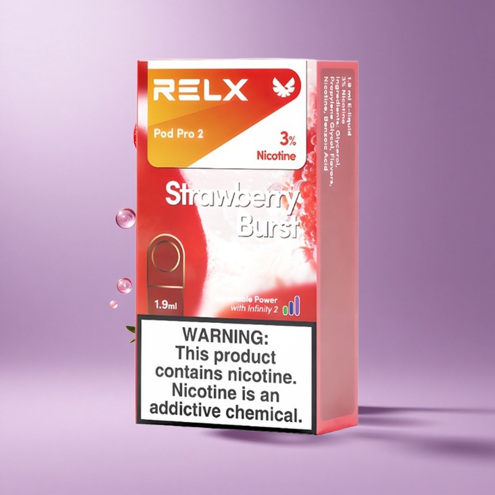 Relx Pod Pro 2 نكهة الفراولة الانفجارية سعة 1.9 مل مع 3 أوضاع طاقة