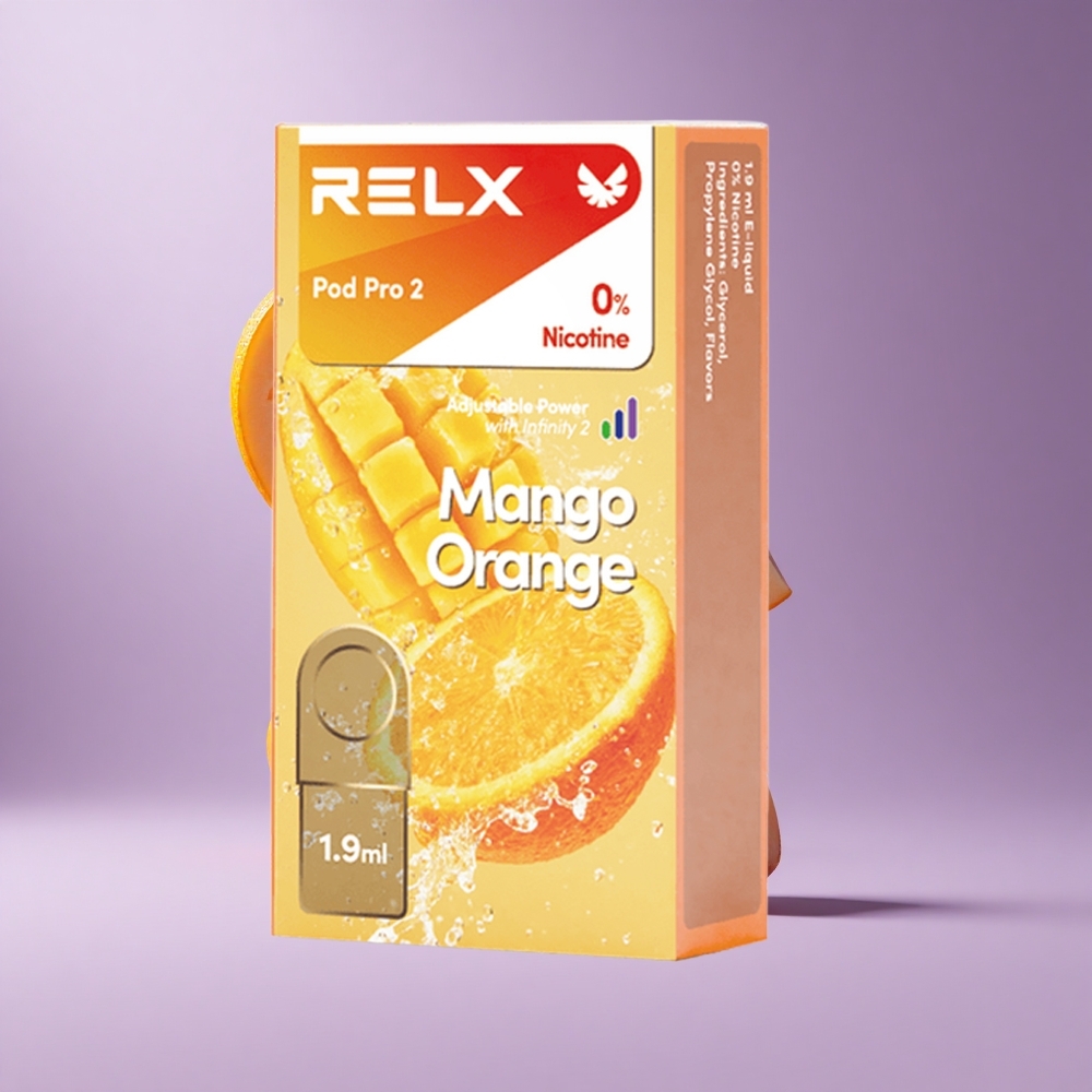 Relx Pod Pro 2 جهاز فاب مانجو برتقالي بسعة 1.9 مل و 600 نفخة