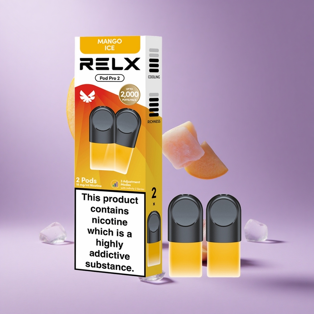 Relx Pod Pro 2 جهاز فايب مانجو آيس بسعة 1.9 مل و 600 نفخة