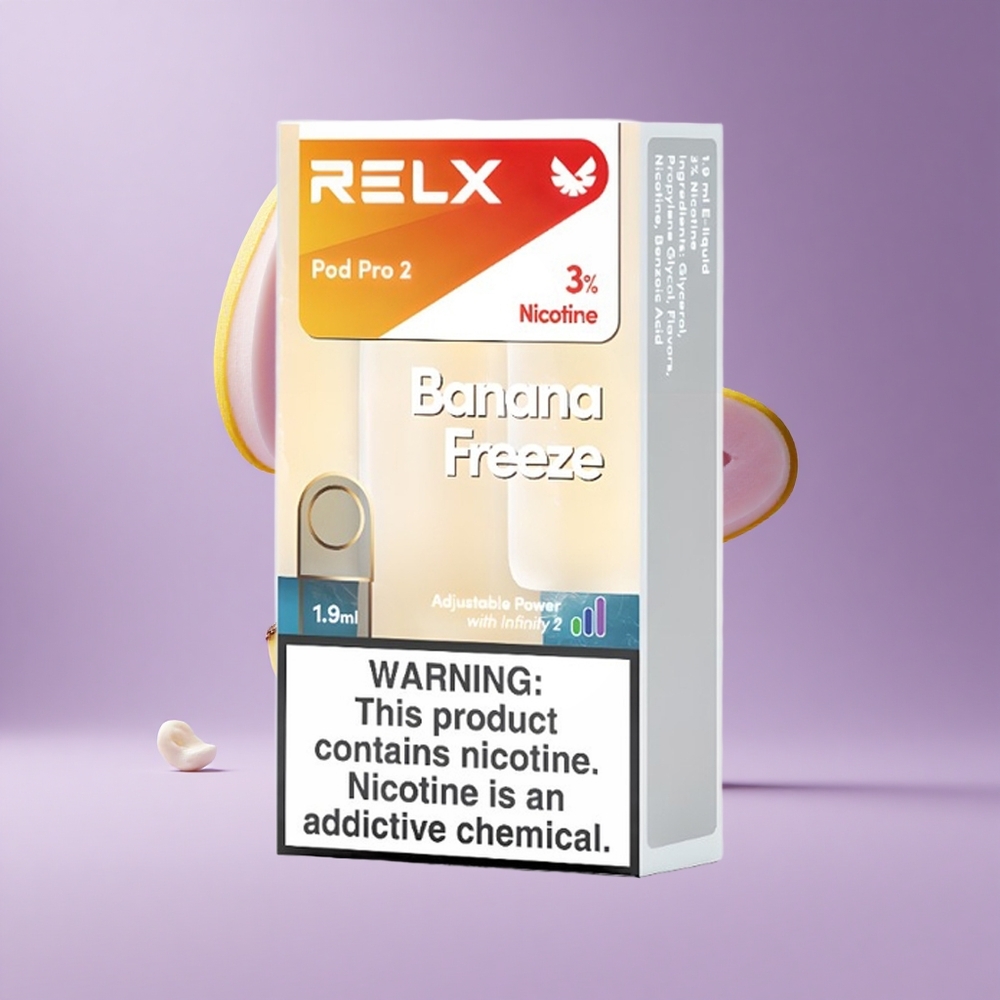 Relx Pod Pro 2 جهاز فاب بنكهة الموز المجمد سعة 1.9 مل و 600 نفخة