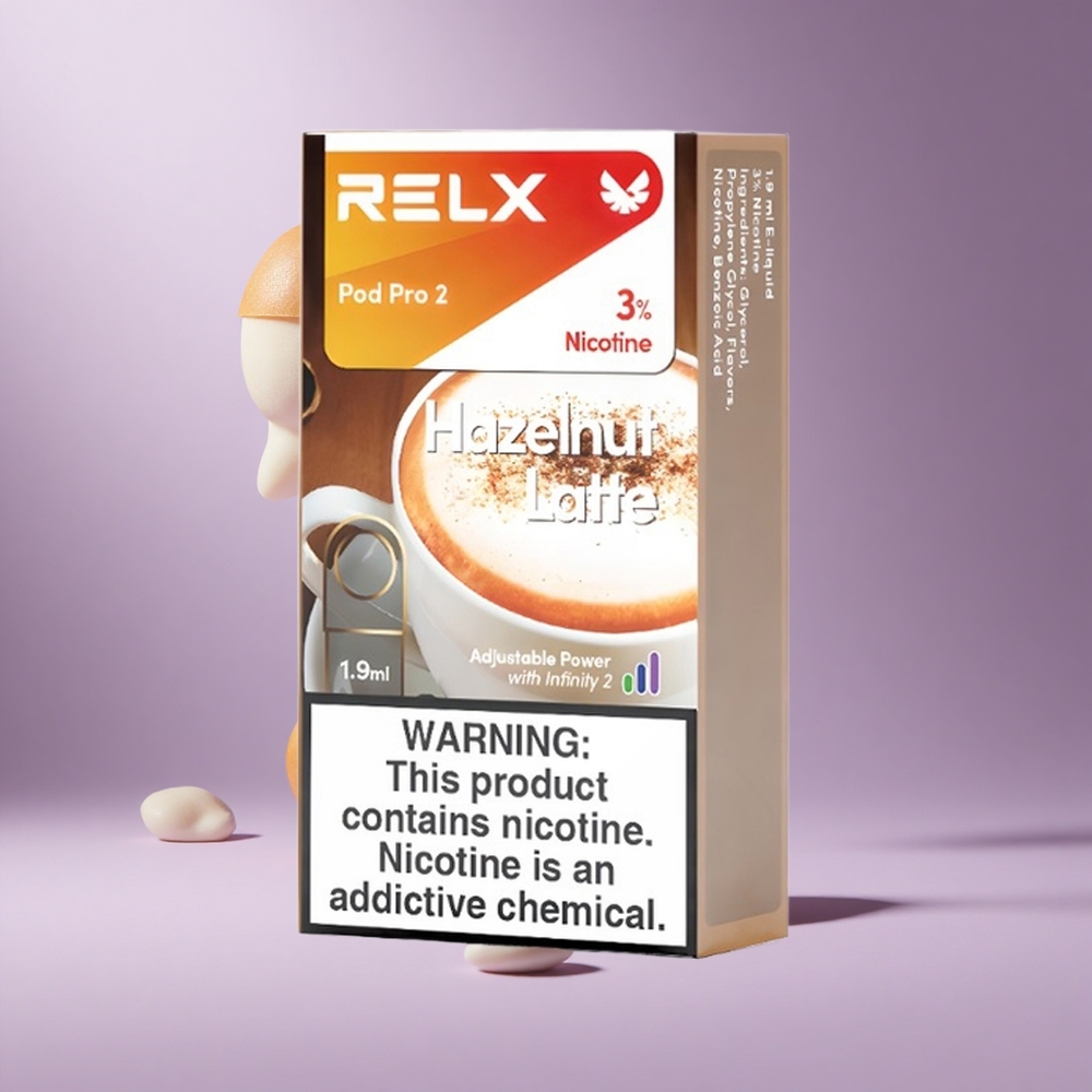 Relx Pod Pro 2 جهاز فايب بنكهة البندق اللاتيه بسعة 1.9 مل و 600 نفخة