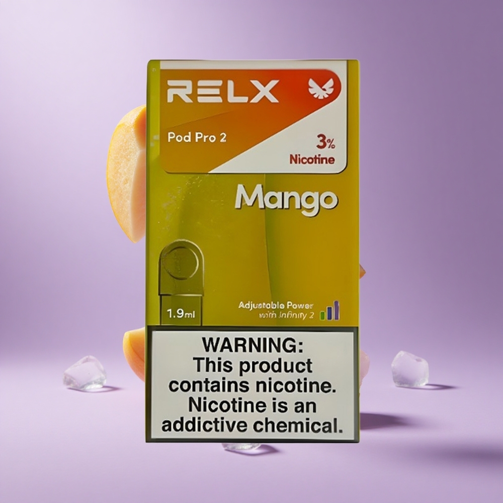 Relx Pod Pro 2 جهاز تبخير بنكهة مانجو آيس بسعة 1.9مل و 600 نفخة