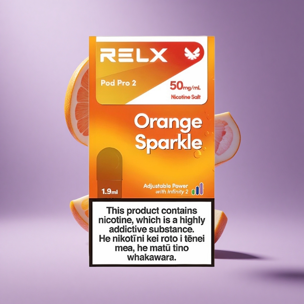 Relx Pod Pro 2 برتقالي لامع بسعة 1.9مل و 600 نفخة